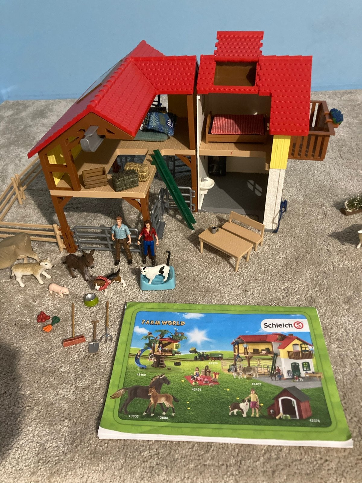 Schleich Boerderij 42407 met konijnenhok, kippenhok en diere, Ophalen of Verzenden, Gebruikt, Jongen of Meisje