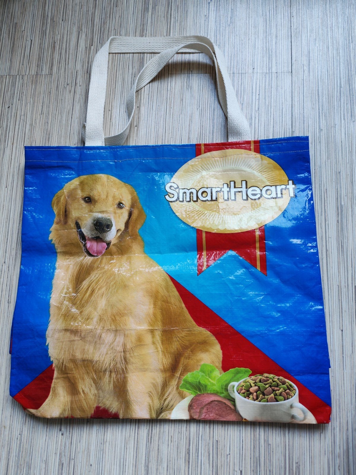Nieuwe gerecyclede shopper van dierenvoedingszakken, Ophalen of Verzenden, Nieuw, Blauw