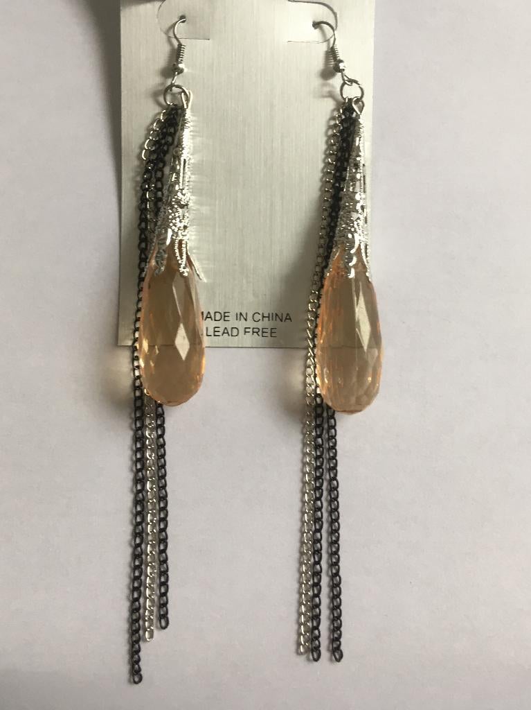 Champagne kleurige pegel kettinkjes hang oorbellen, Sieraden, Tassen en Uiterlijk, Oorbellen, Overige materialen, Hangers, Nieuw