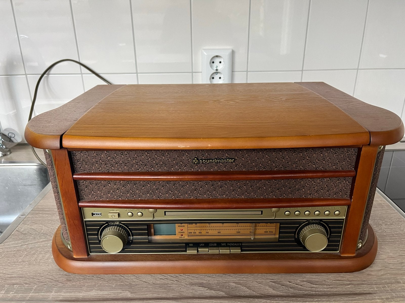 Soundmaster Nostalgische Platenspeler met Radio en CD, Ophalen, Gebruikt, Platenspeler, Overige merken