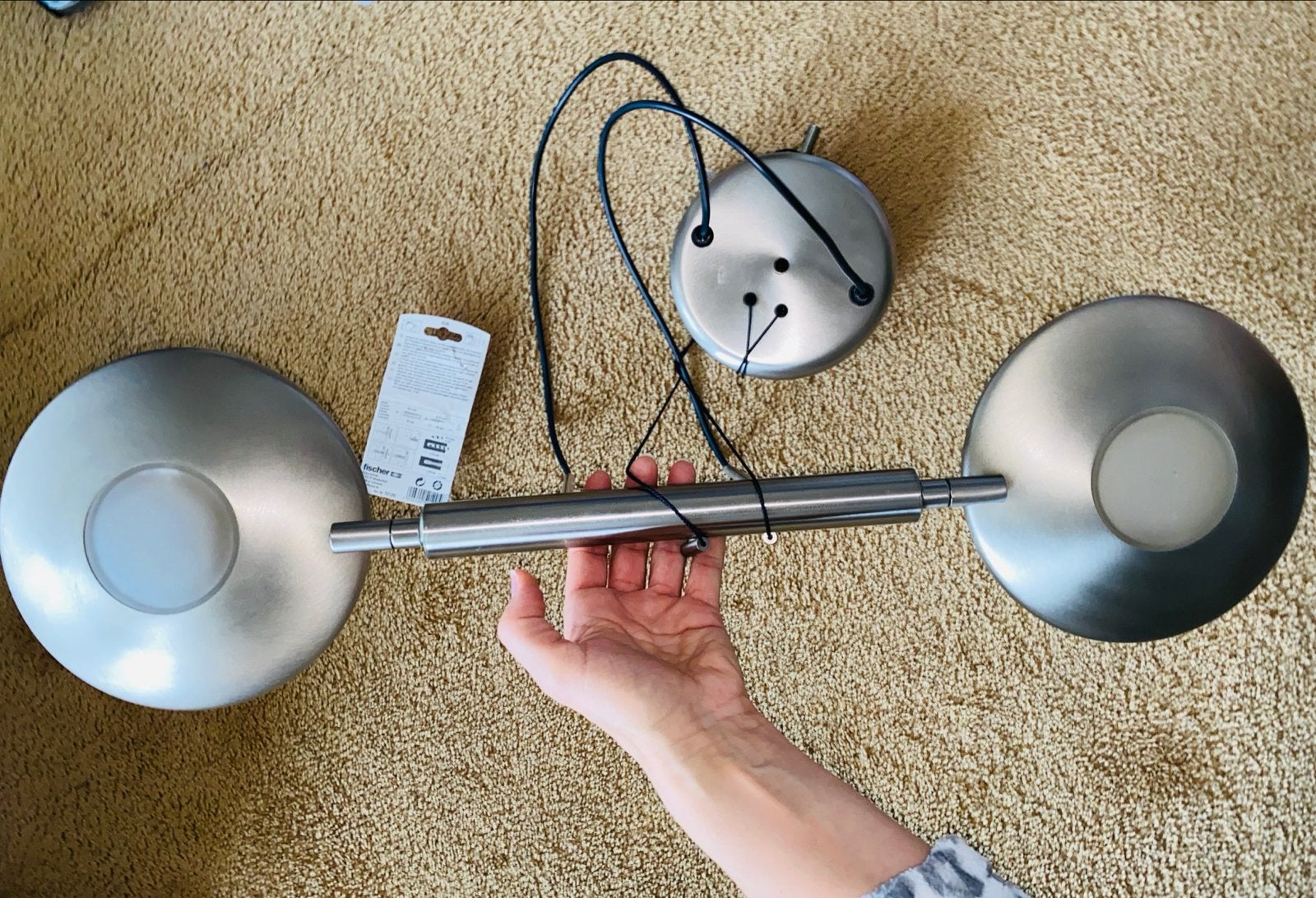 Moderne plafondlamp met twee halogeen spots, Ophalen of Verzenden, Zo goed als nieuw, Metaal, Overige fittingen