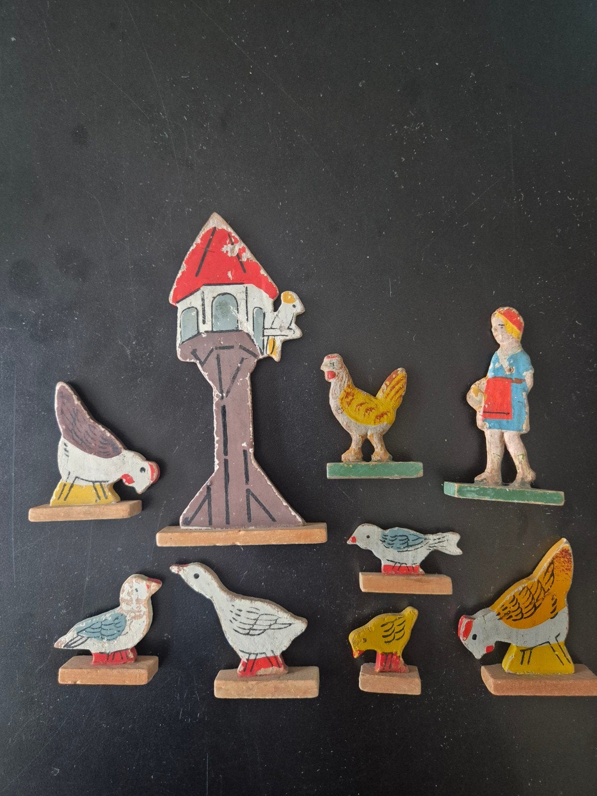 Houten speelfiguren jaren '30. Duiventil, Ophalen of Verzenden