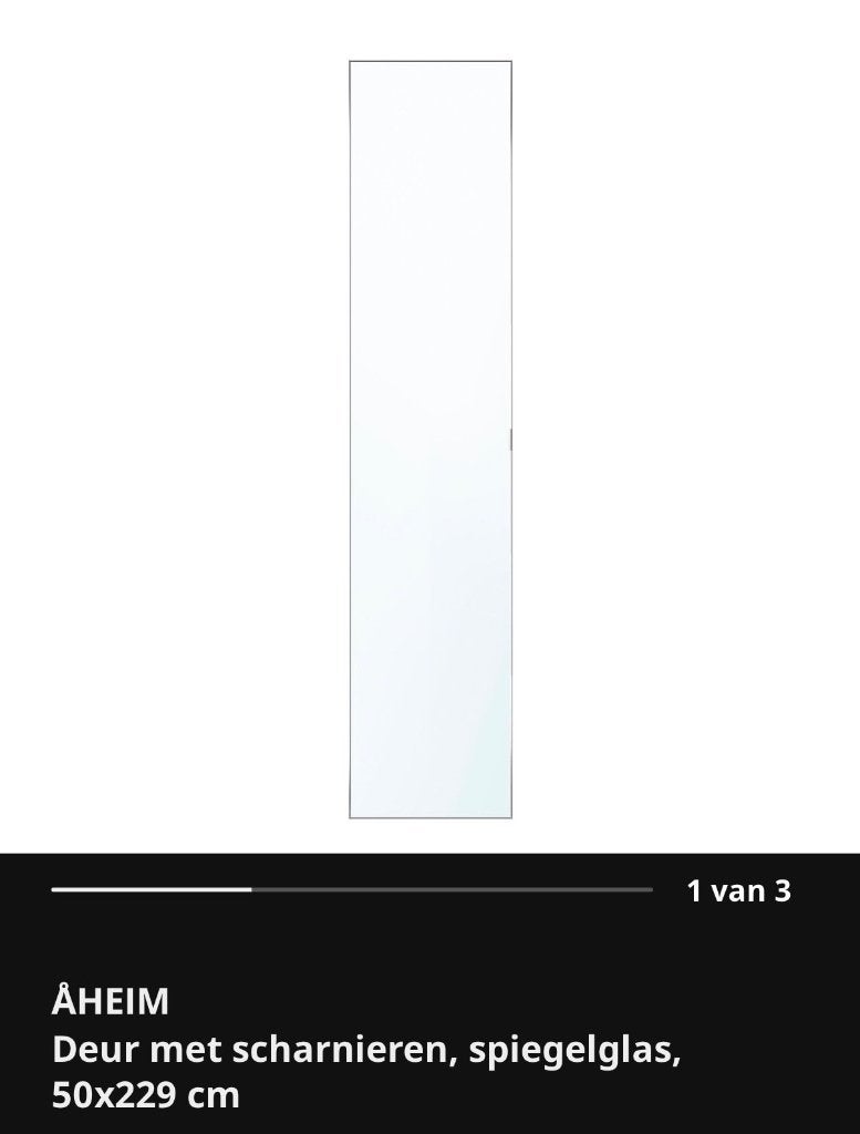 2 IKEA spiegeldeuren voor Pax kast, per stuk of samen, Ophalen, 200 cm of meer, 50 tot 100 cm, Zo goed als nieuw