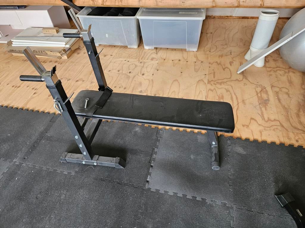 Fitnessbank met haltersteunen, Sport en Fitness, Ophalen of Verzenden, Gebruikt, Rug, Fitnessbank
