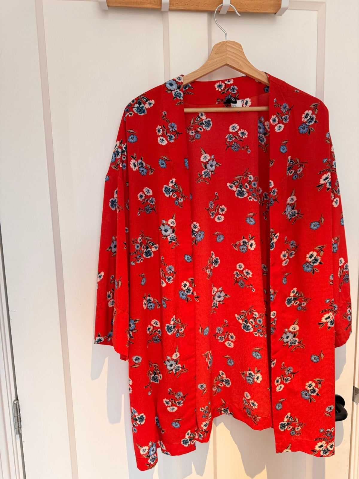 H&M Rode Kimono met Bloemenprint - Maat M, Ophalen of Verzenden, Gedragen, Maat 38/40 (M), Rood