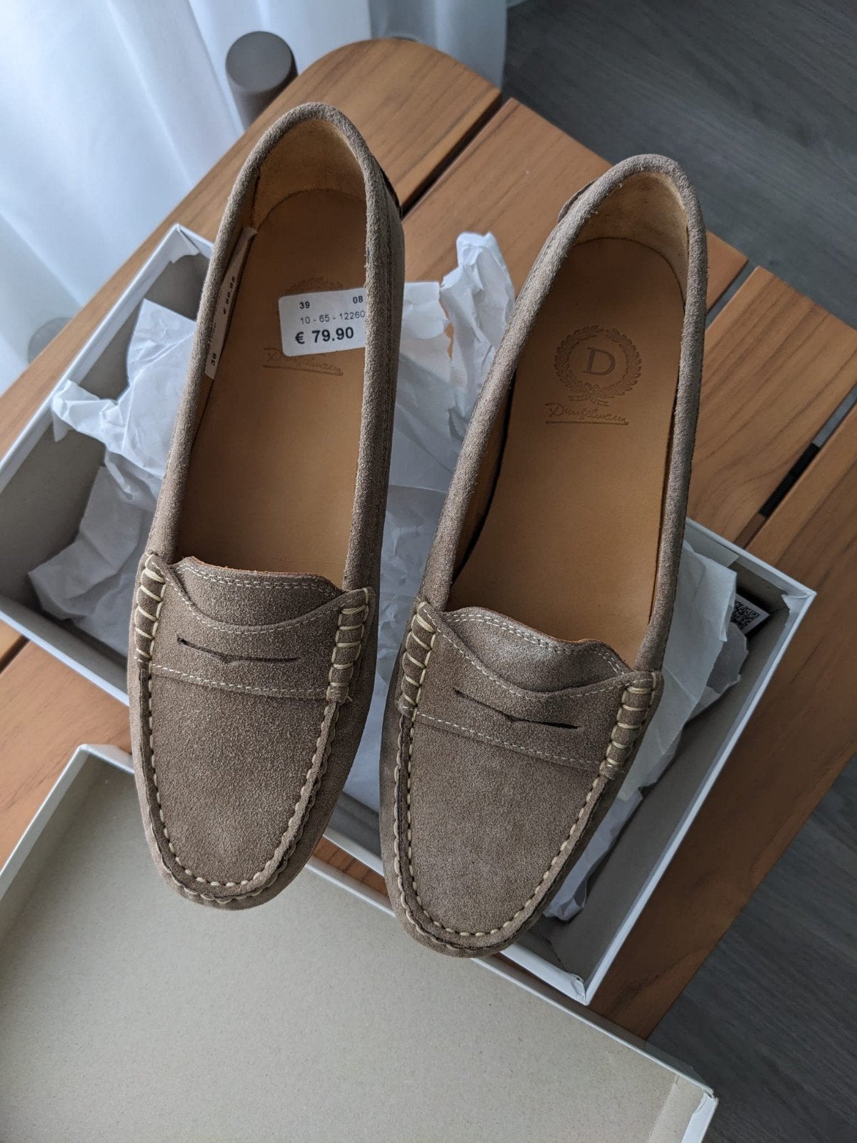 Dungelmans damesschoenen suède, bruin maat 39. Nieuw in doos, Bruin, Instappers, Nieuw, Ophalen of Verzenden