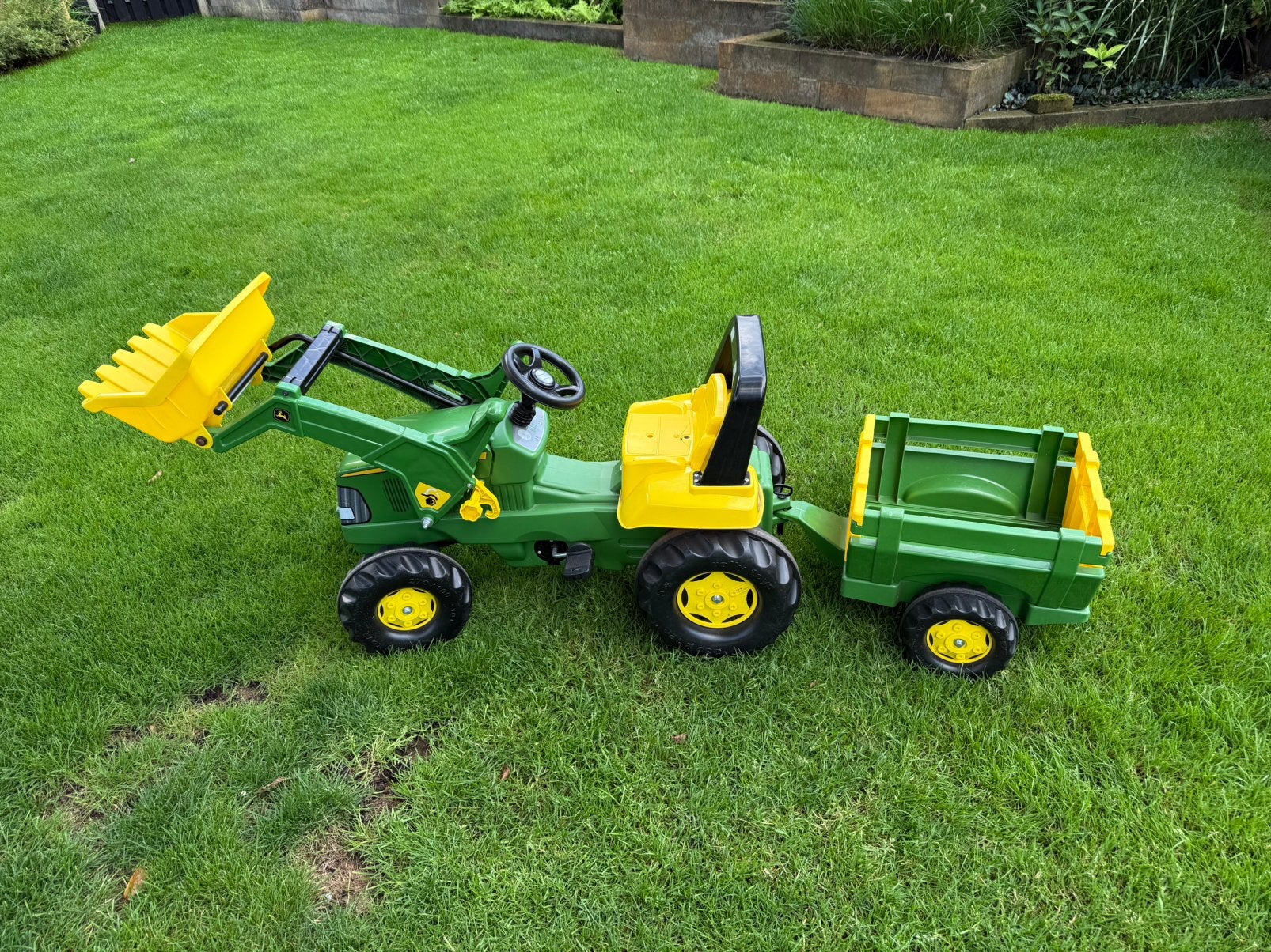 Rolly Toys John Deere traptractor met voorlader en aanhanger, Ophalen, Gebruikt, Trapvoertuig