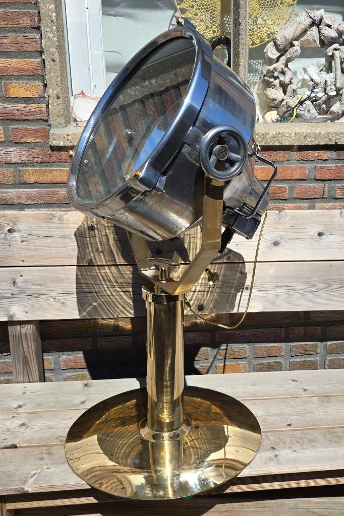 Koperen/ geborstelde aluminium scheepslamp/ spotlight., Verzamelen, Ophalen, Zo goed als nieuw, Motorboot of Zeilboot, Gebruiksvoorwerp