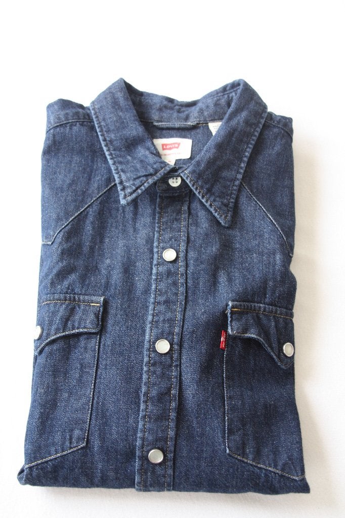 Levi's Barstow Western Regular fit denim overhemd. Medium, Levi's, Blauw, Zo goed als nieuw, Halswijdte 39/40 (M)