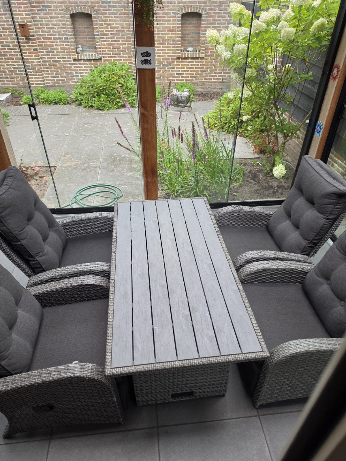 Tuinset Tafel in hoogte verstelbaar!, Ophalen of Verzenden, Gebruikt, Aluminium
