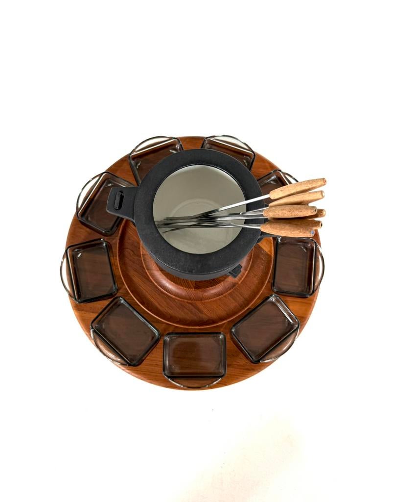 Vintage fondueset carrousel, Digsmed Denemarken ‘70, Ophalen of Verzenden, Zo goed als nieuw, Brander, Fondueset