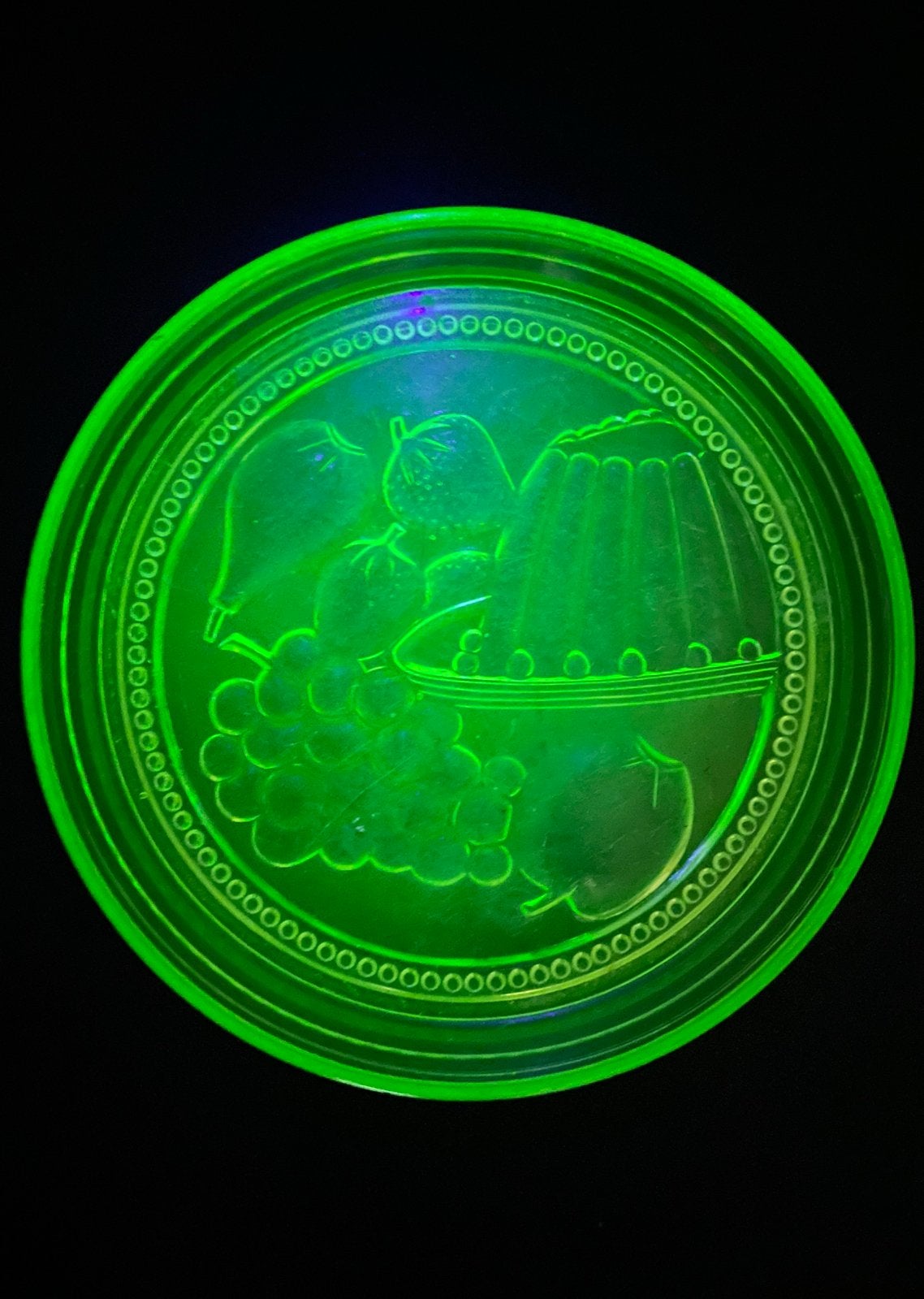 Uranium glas pudding schaal 25 cm anna groen, Ophalen of Verzenden