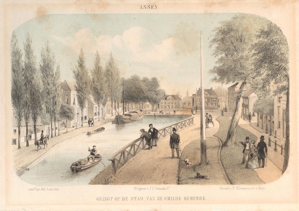 Assen, antieke litho 1865, Ophalen of Verzenden