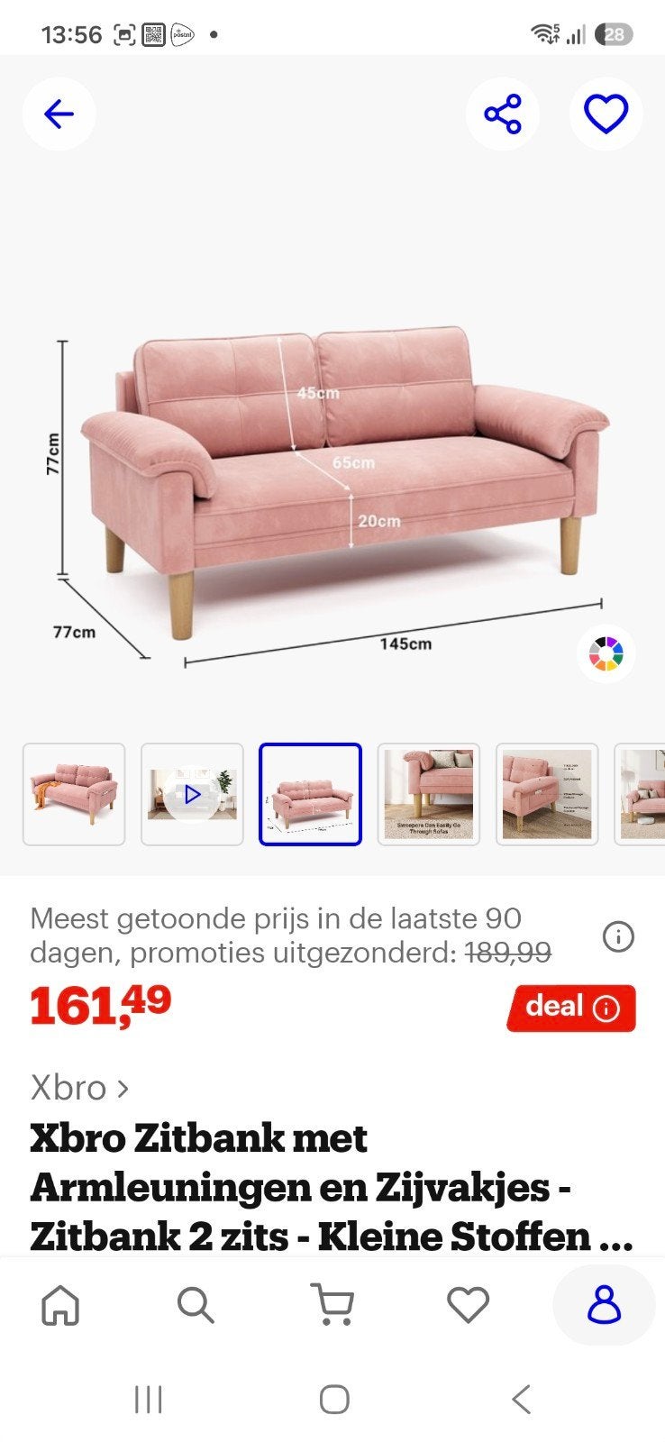 mooie 2zits bankstel,1,45 breed, Ophalen, Nieuw, Kleed of Kussen