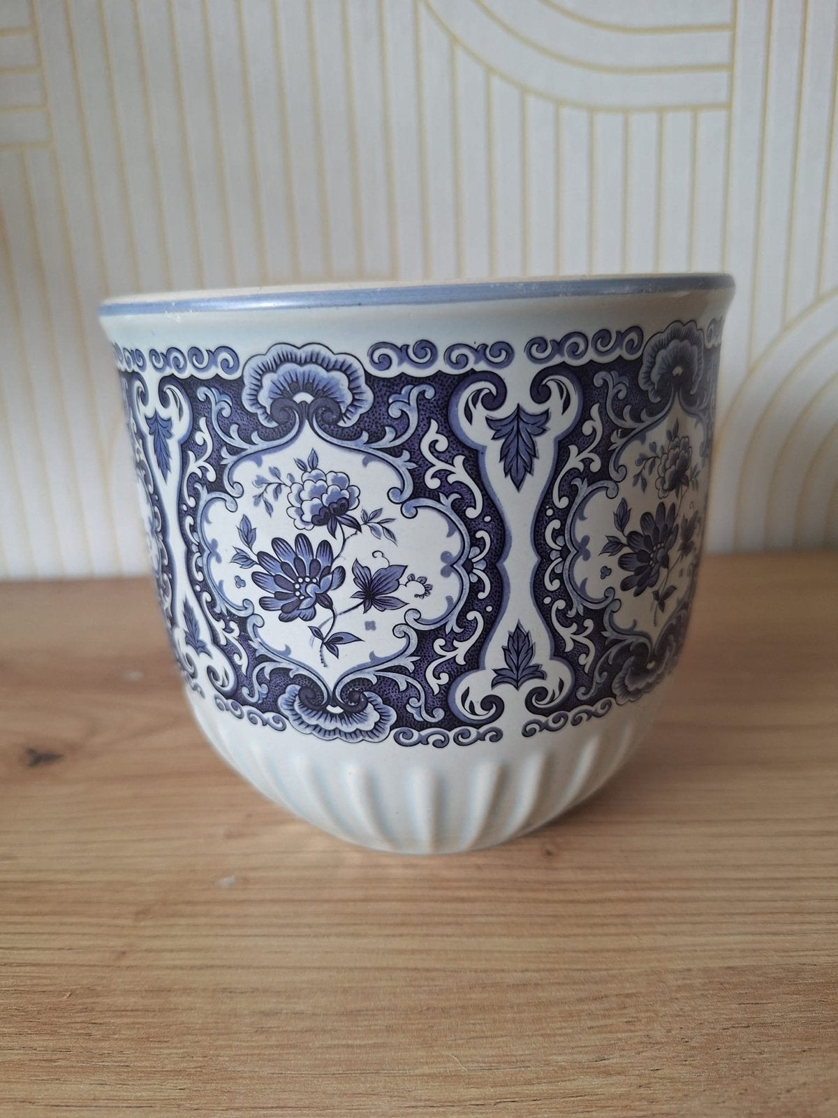 Mooie Delfts blauwe bloempot, Frankton tegels, Rond, Binnen, Ophalen of Verzenden, Zo goed als nieuw