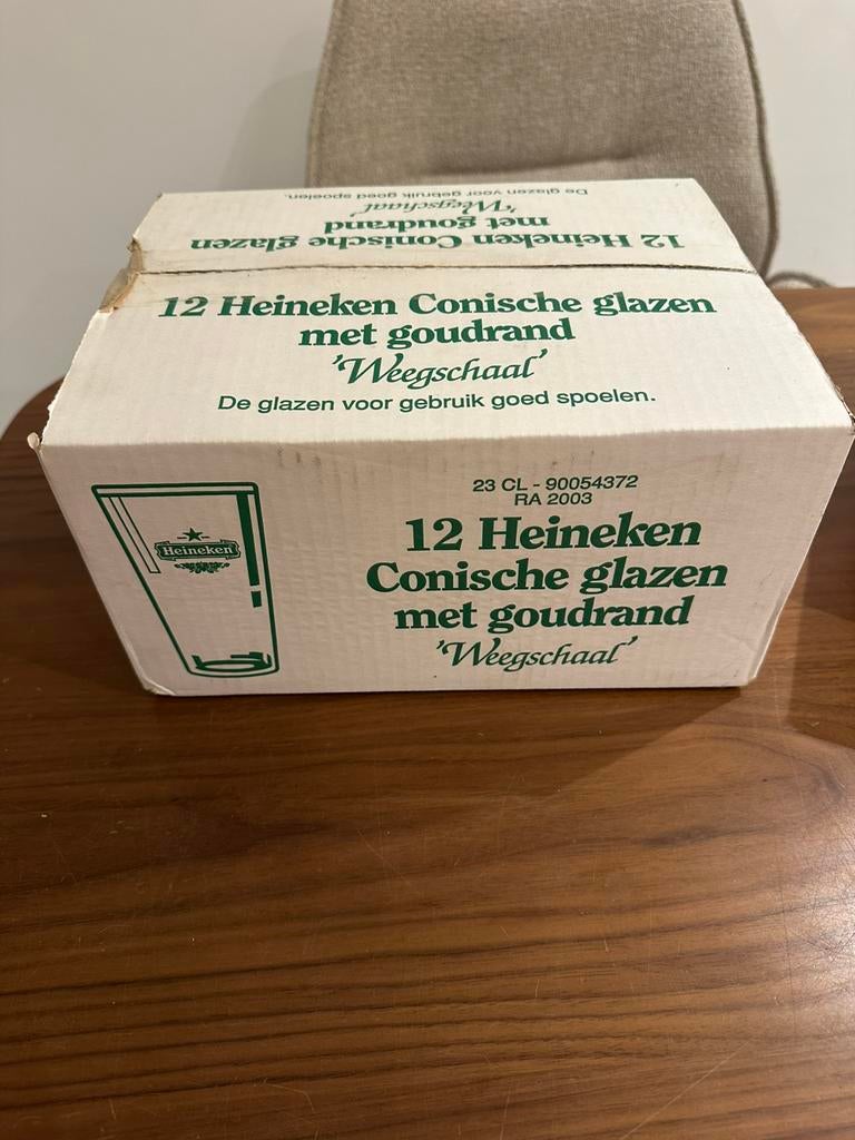 Heineken glazen 12 stuks nieuw in de doos weegschaal, Verzamelen, Ophalen, Zo goed als nieuw, Bierglas