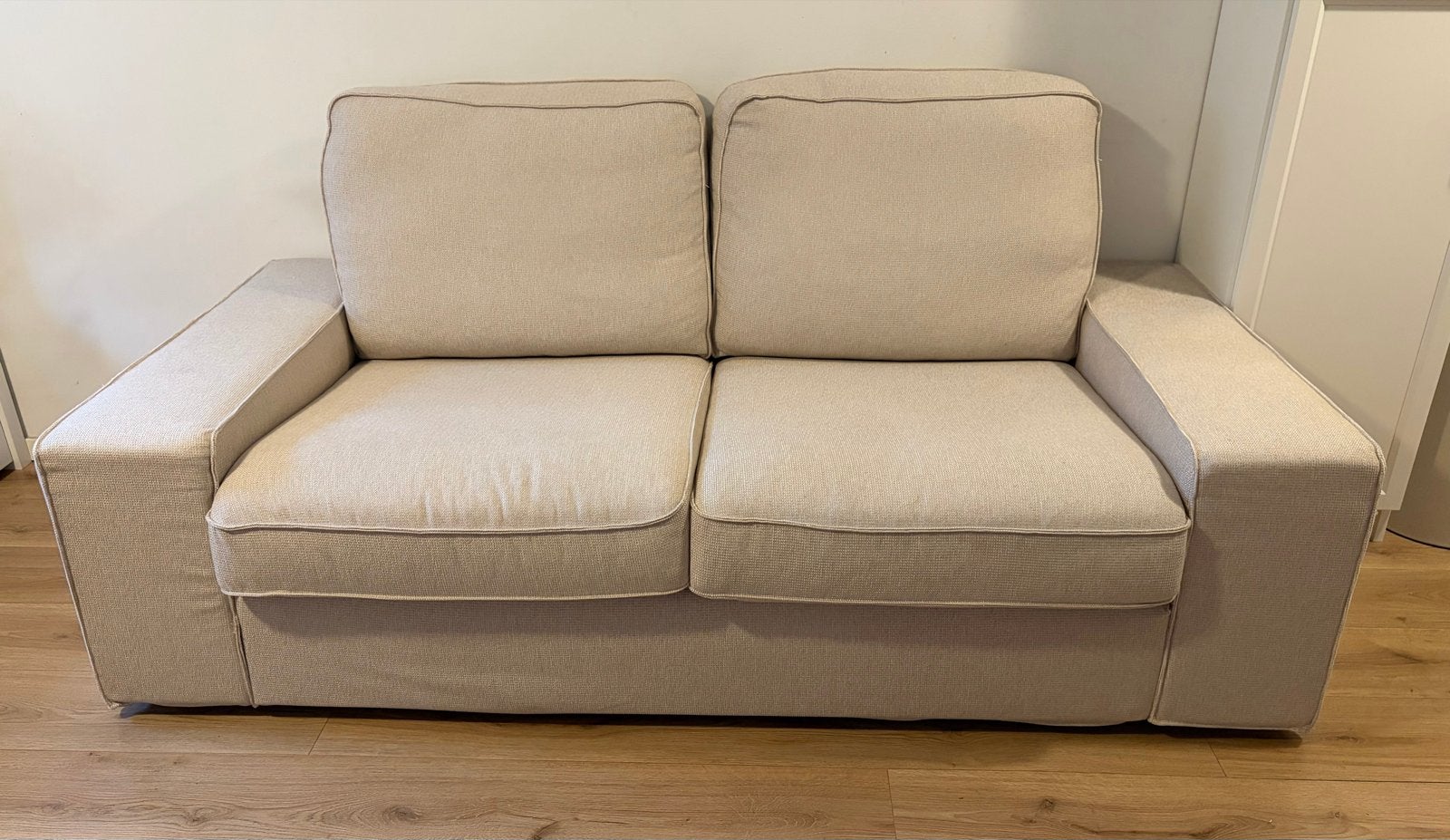 IKEA KIVIK 2-zits bank, inclusief hoes (lichtbeige), Ophalen, 150 tot 200 cm, Tweepersoons, 75 tot 100 cm