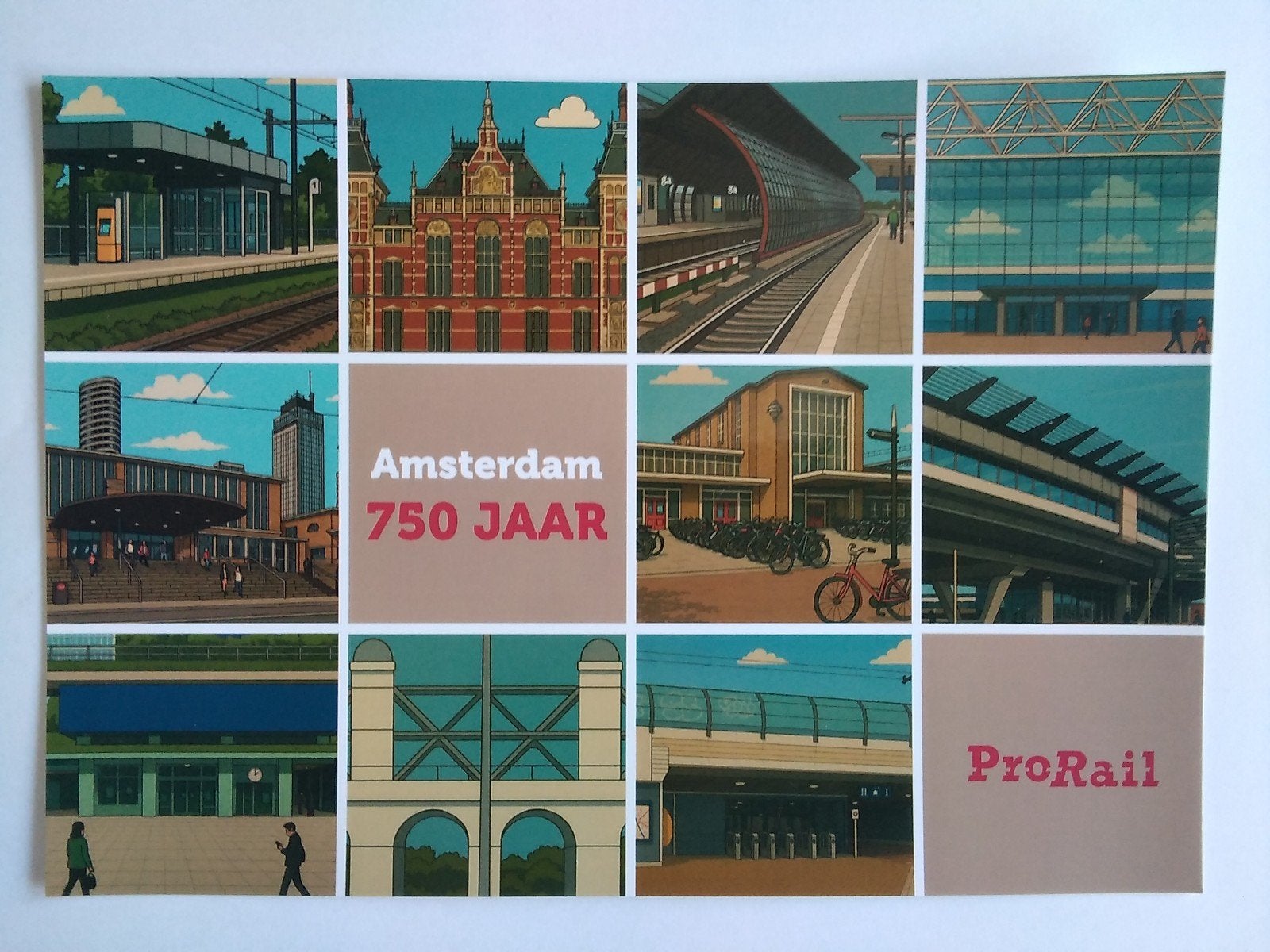 Ansichtkaart ProRail Amsterdam 750 jaar, Verzenden, Zo goed als nieuw, Trein, Kaart of Prent