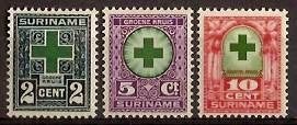 Suriname NVPH nr 127/9 ongebruikt Groene Kruis 1927, Postzegels en Munten, Postzegels | Suriname, Ophalen of Verzenden, Postfris
