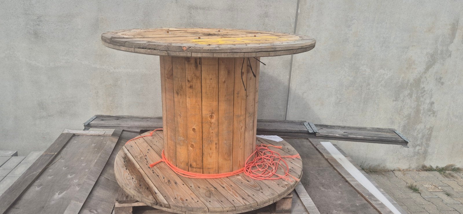 Haspel hout, Tuin en Terras, Tuintafels, Ophalen, Gebruikt, Rond, Hout