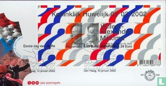 FDC E449 Koninklijk Huwelijk 2002 NL onbeschreven, Postzegels en Munten, Postzegels | Eerstedagenveloppen, Ophalen of Verzenden