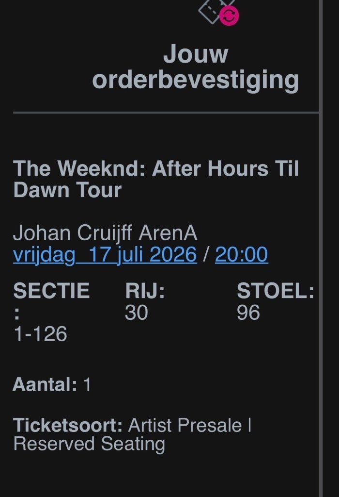 The Weeknd tickets 17 juli, Eén persoon, Juli