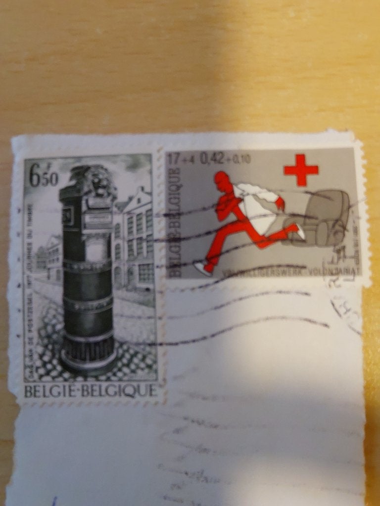 Belgie rode kruis zegel en brievenbus, Postzegels en Munten, Ophalen of Verzenden, Gestempeld