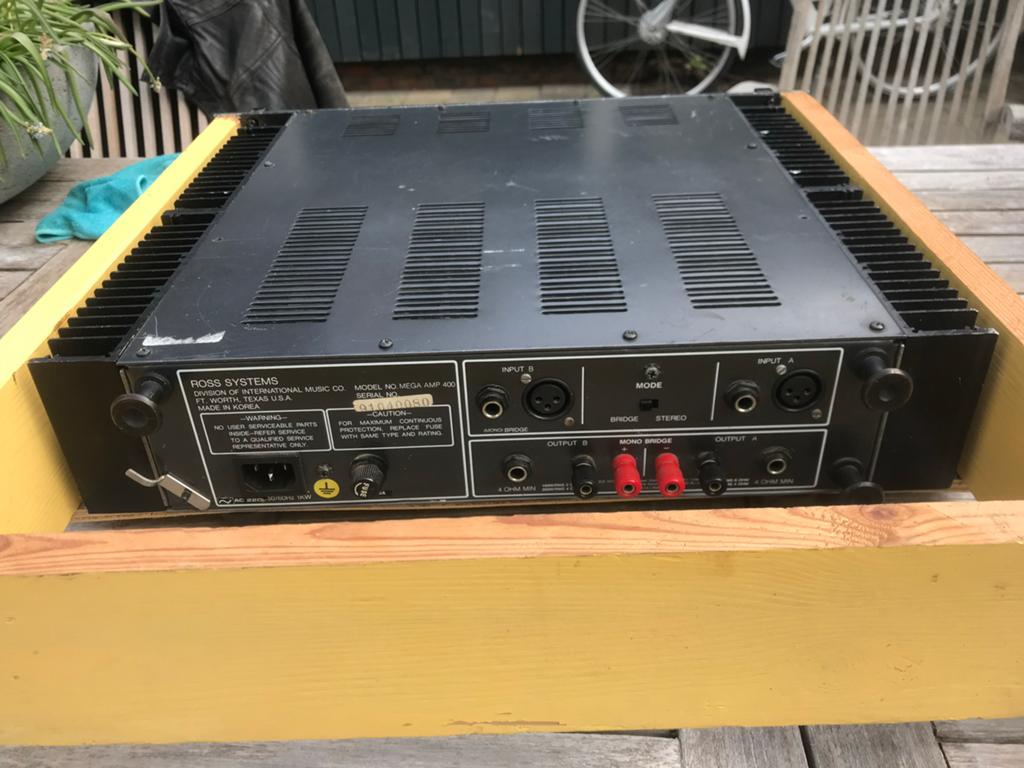 Ross Systems Mega Amp 400 Versterker, Gebruikt, 120 watt of meer, Stereo, Ophalen