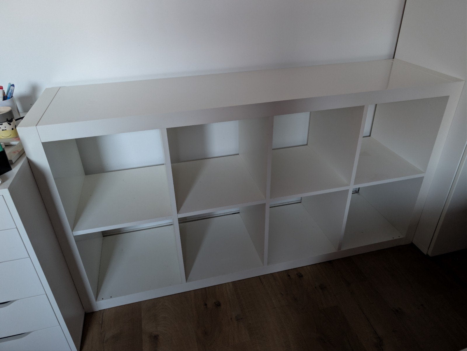 IKEA Kallax kast 2x4 vakken - Wit, Ophalen, Met plank(en), Gebruikt, 100 tot 150 cm