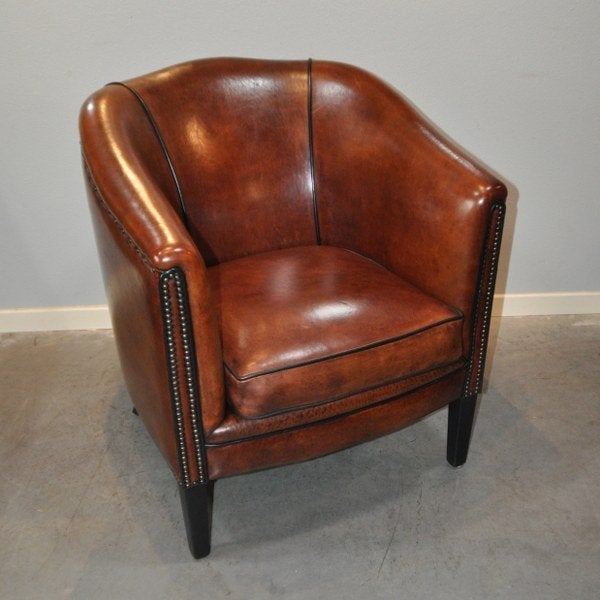 Celeste, een schapenleren fauteuiltje in nieuwstaat, Huis en Inrichting, Fauteuils, Ophalen, Zo goed als nieuw, 75 tot 100 cm