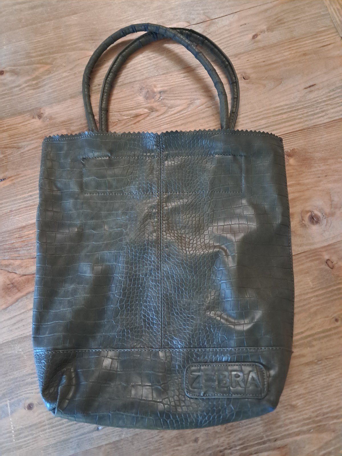 Zebra Shopper met portemonnee - Krokodillenprint, Ophalen of Verzenden, Gebruikt, Groen, Shopper