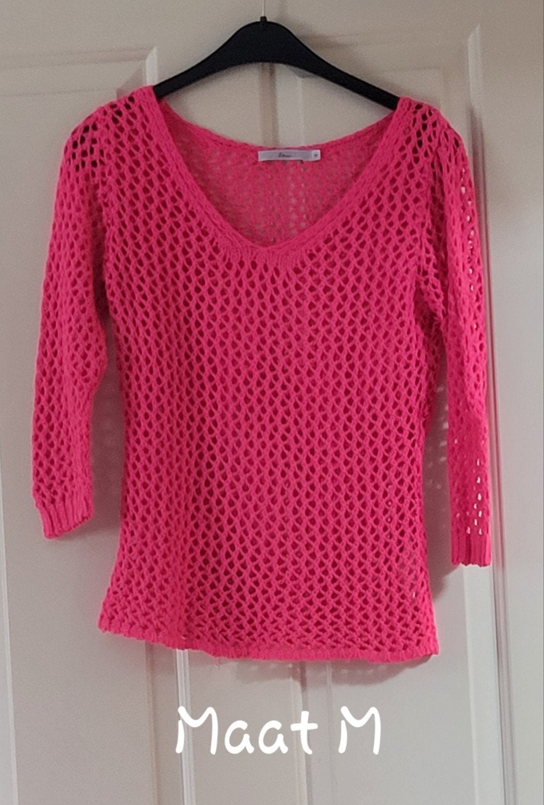 Neon Roze Gehaakte Trui Maat M, Maat 38/40 (M), Ophalen of Verzenden, Roze, Miss Etam