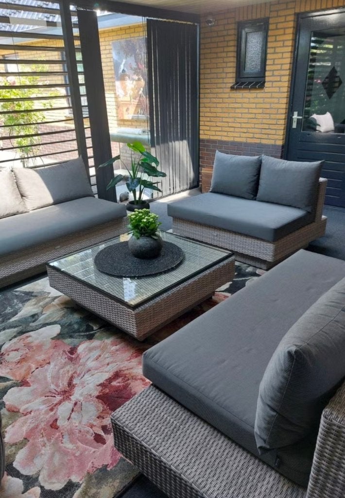 Loungebanken set met tafel (zonder glasplaat), Tuin en Terras, Tuinsets en Loungesets, Ophalen, Gebruikt, Loungeset, Wicker
