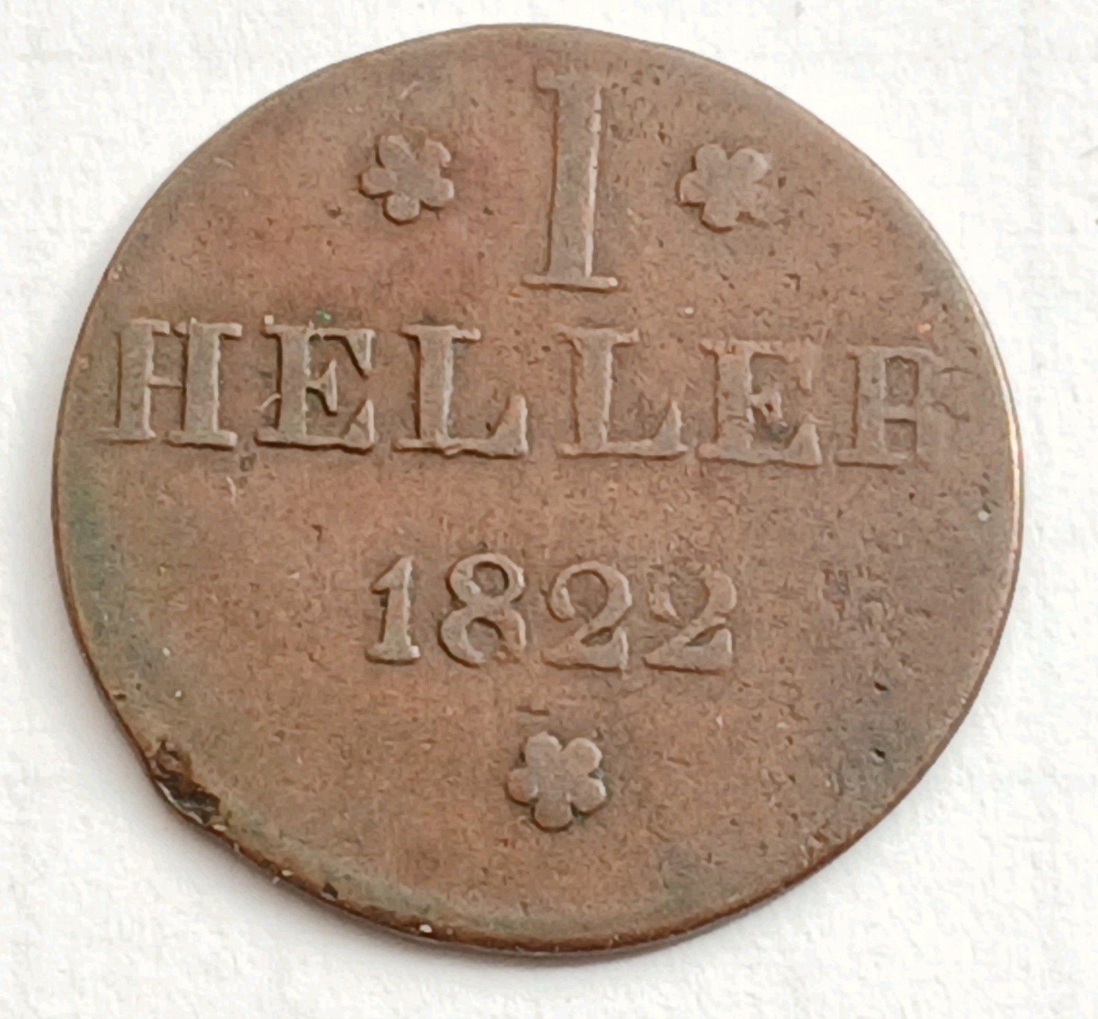 1 Heller 1822 Frankfurt Antieke Munt Duitsland Zeldzaam Jaar, Ophalen of Verzenden