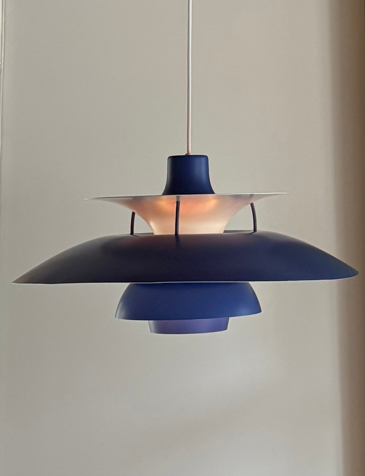 Louis Poulsen PH5 blauw oude model, Huis en Inrichting, Lampen | Hanglampen, Ophalen, Louis Poulsen PH5, Zo goed als nieuw, X