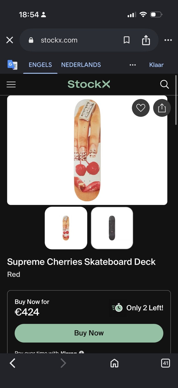 Supreme Cherries Skateboard Deck SS2020, Sport en Fitness, Skateboarden, Ophalen, Nieuw, Skateboard