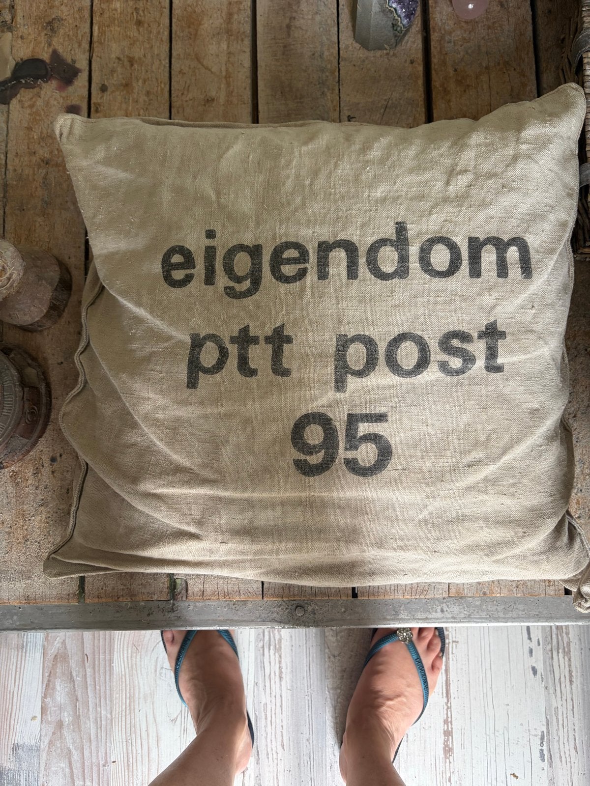 Vintage PTT Post Zak Kussen 40 x 40 Decoratiestuk, Antiek en Kunst, Ophalen of Verzenden