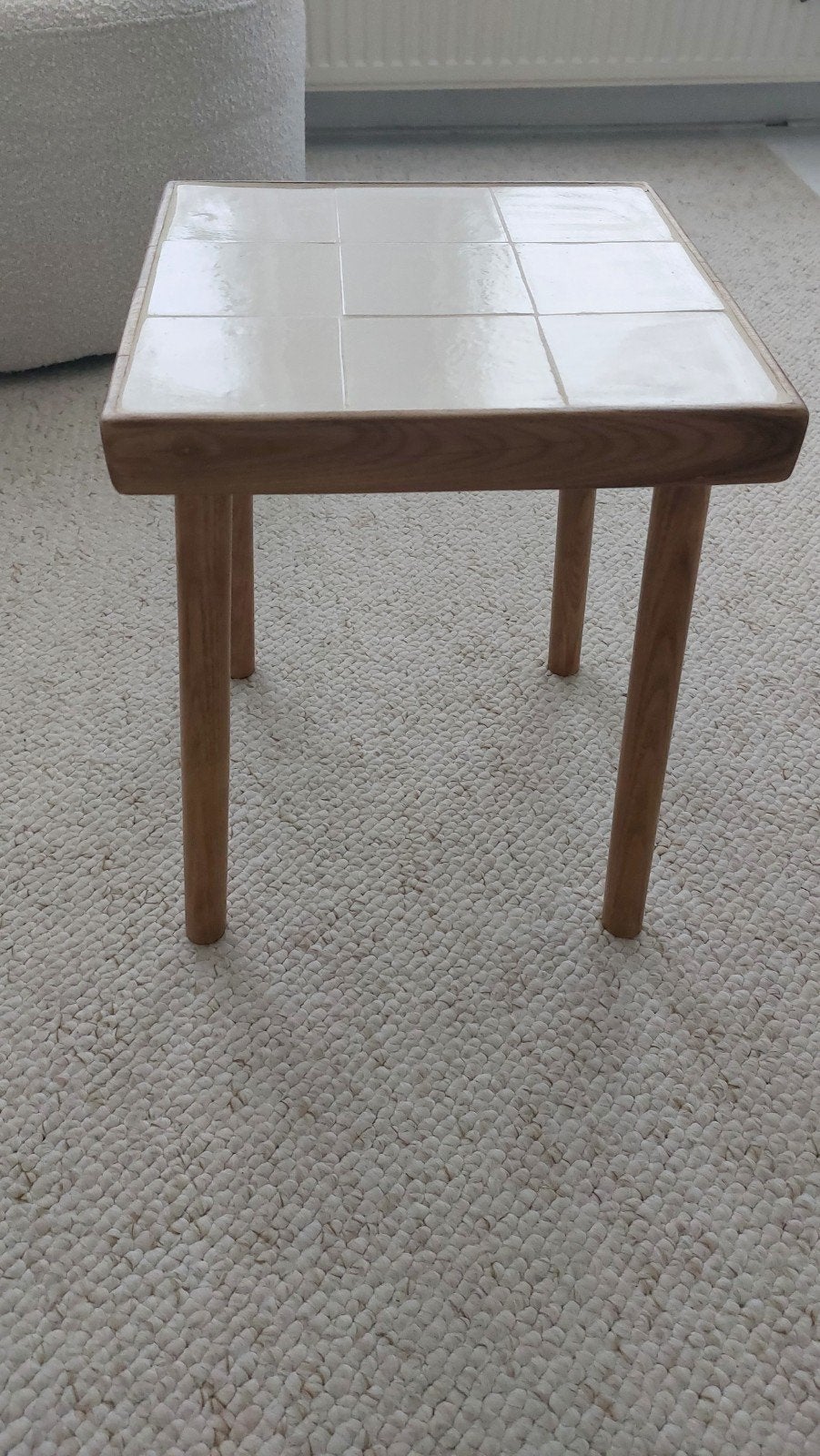 Tafeltje Zara Home hout & keramiek creme, Huis en Inrichting, Tafels | Bijzettafels, Minder dan 55 cm, Vierkant, Zo goed als nieuw