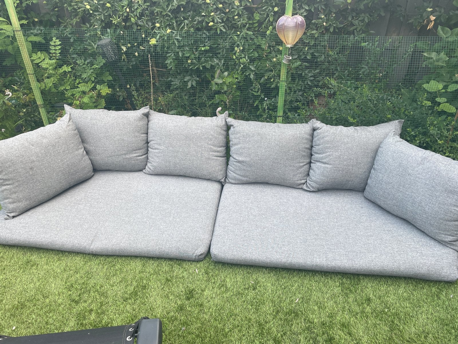 Grijze tuinkussens set voor loungebank of palletbank, Tuin en Terras, Tuinmeubel-accessoires, Ophalen, Gebruikt