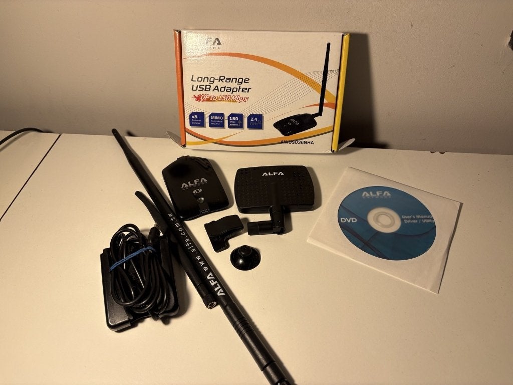 Alfa AWUS036NHA wifi-adapter + 2 extra antennes, in doos, Ophalen of Verzenden, Gebruikt, Extern