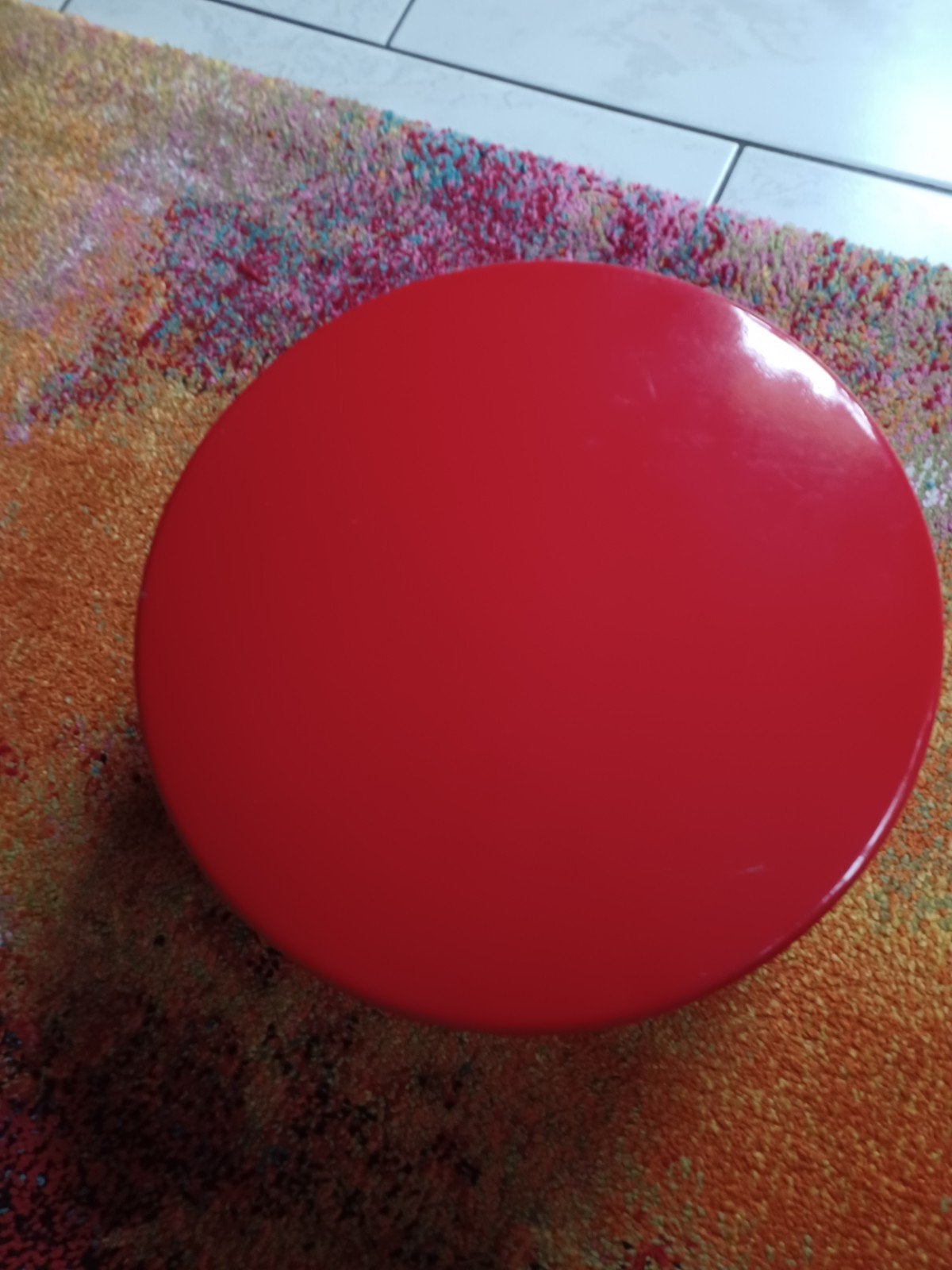 Rode koektrommel trommel 28 cm doorsnede, 12 cm hoog, Ophalen of Verzenden, Rond, Glas
