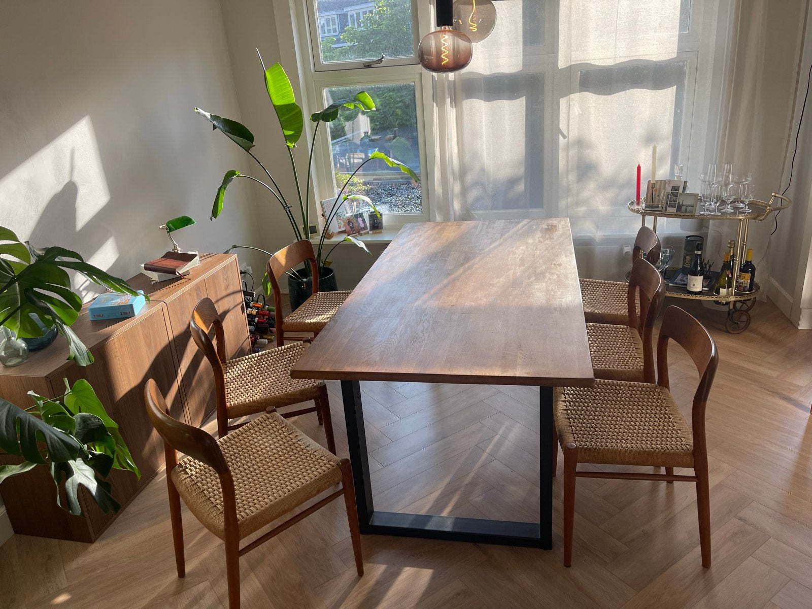 Set van 6 Niels Otto Møller stoelen model 75, Ophalen, Gebruikt, Bruin, Vijf, Zes of meer stoelen