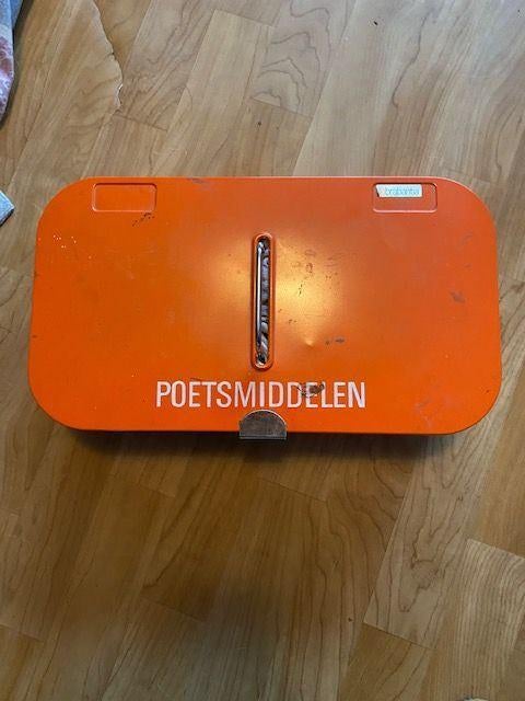 1 oranje retro vintage brabantia poetsdoos schoenenpoetsdoos, Verzamelen, Ophalen, Huis en Inrichting