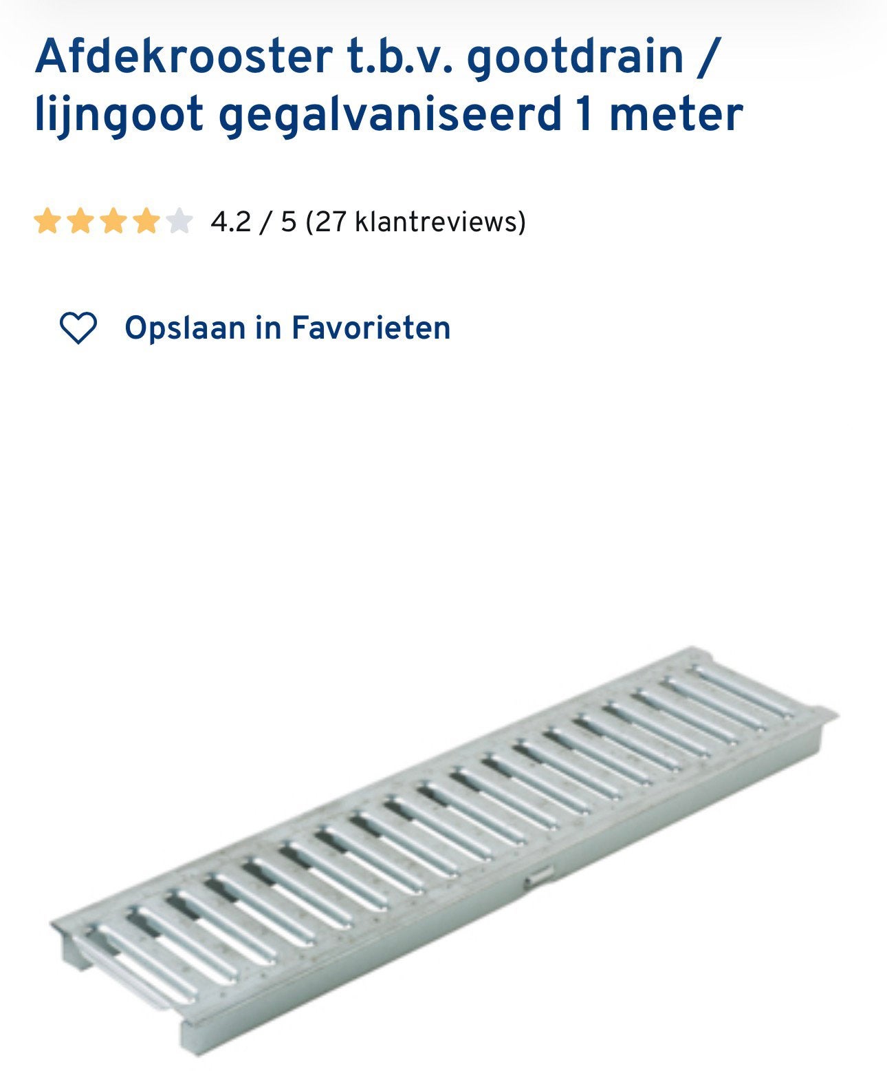 Gootdrain / lijngoot 1 meter + Afdekrooster t.b.v. gootdrain, Ophalen, Nieuw, Minder dan 2 meter, 80 mm of meer