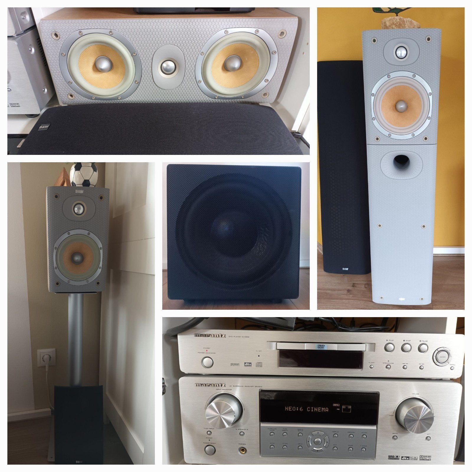 Cinema/surround set: Marantz, 5 B&W Speakers & Rel Subwoofer, Gebruikt, 70 watt of meer, 5.1-systeem, Overige spelers