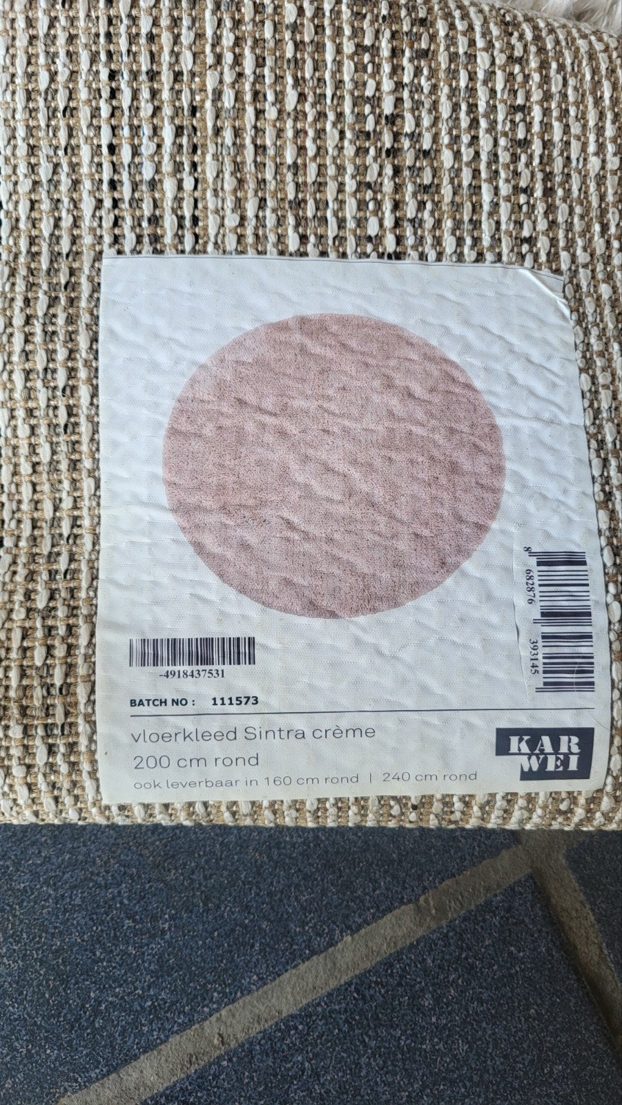 Zo goed als nieuw rond vloerkleed Sintra crème 200 cm, Ophalen, Modern, Shaggy, 150 tot 200 cm, Rond