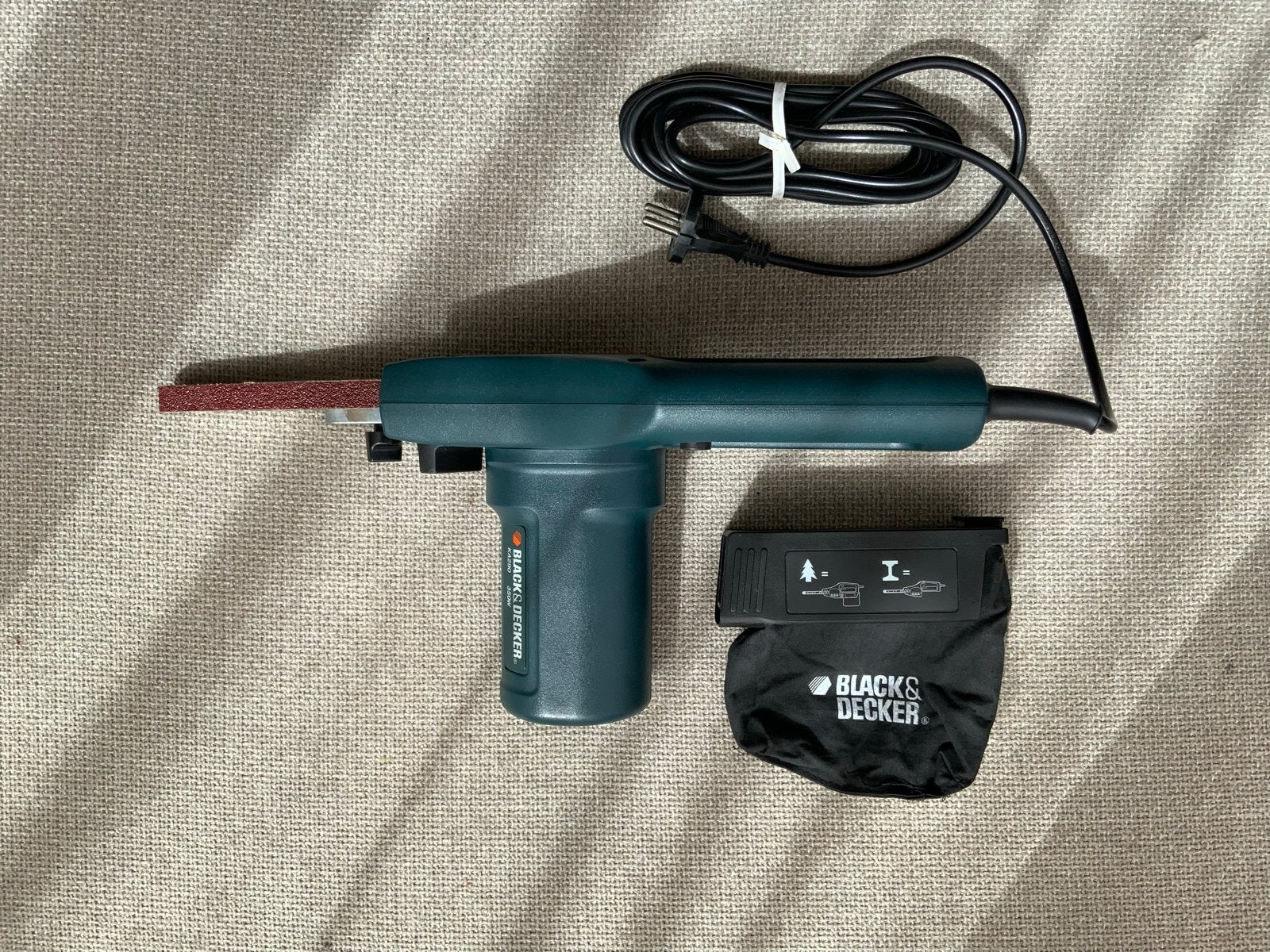 Black & Decker KA290 bandschuurmachine 350W - als Nieuw, Ophalen of Verzenden, Zo goed als nieuw, Minder dan 600 watt, Bandschuurmachine