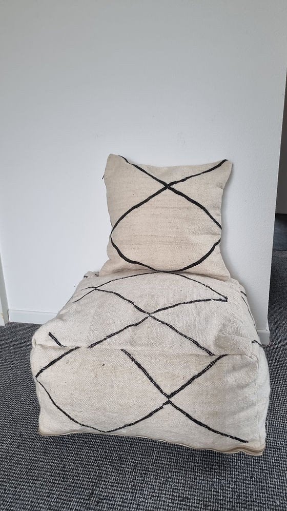 Vintage Marokkaanse Berber Poef set, Verzenden, Nieuw, Wit, Zitzak