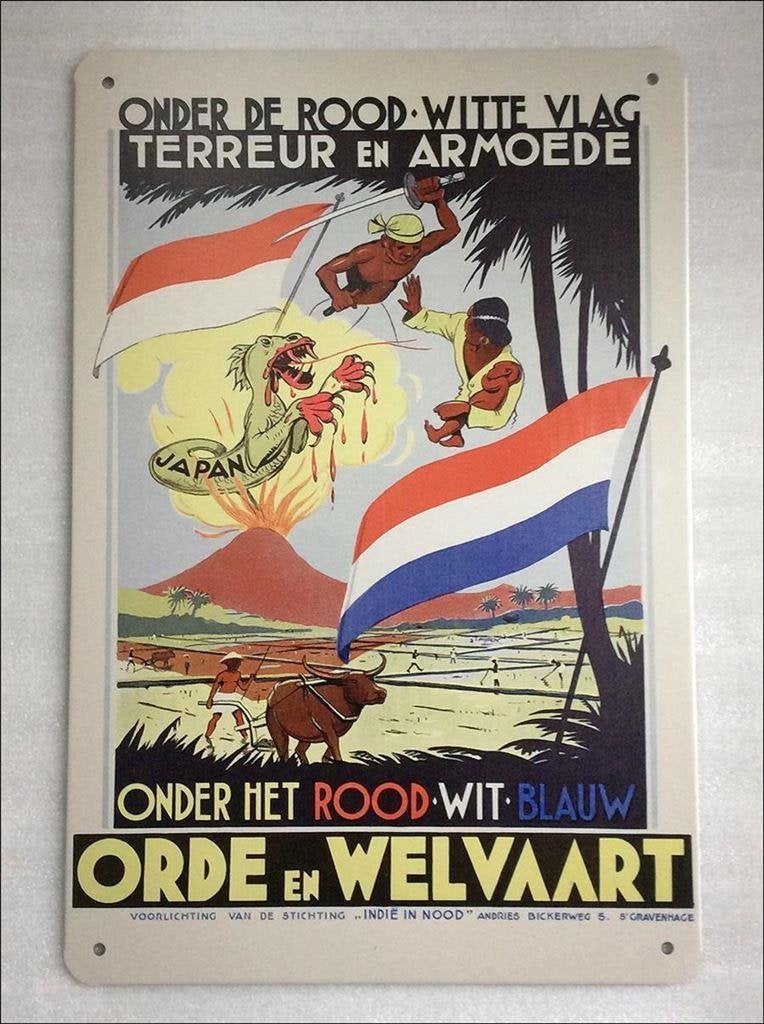 Metalen Nederlands Indie Propaganda knil Affiche POSTER, Verzenden, Landmacht, Nederland, Foto of Poster