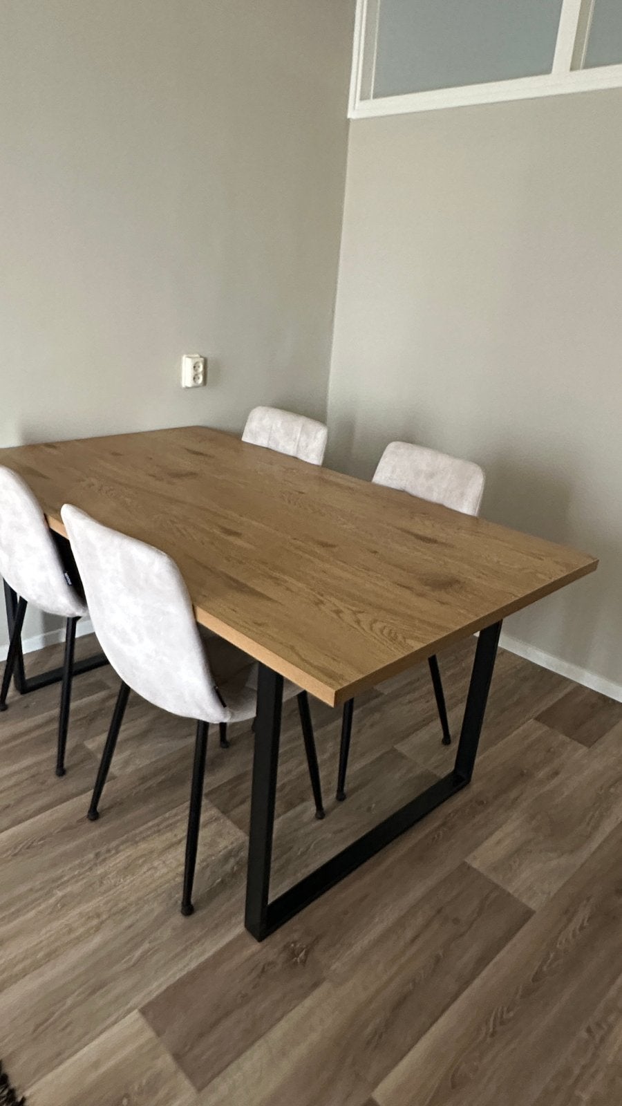 Eettafel; warm eiken, Ophalen, Gebruikt, 50 tot 100 cm, 150 tot 200 cm